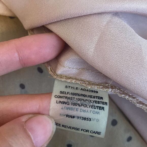 A9 Sugarlips Tan Brown Polka Dot High Neck Hi Low Maxi Dress Size XS EUC - Picture 4 of 9